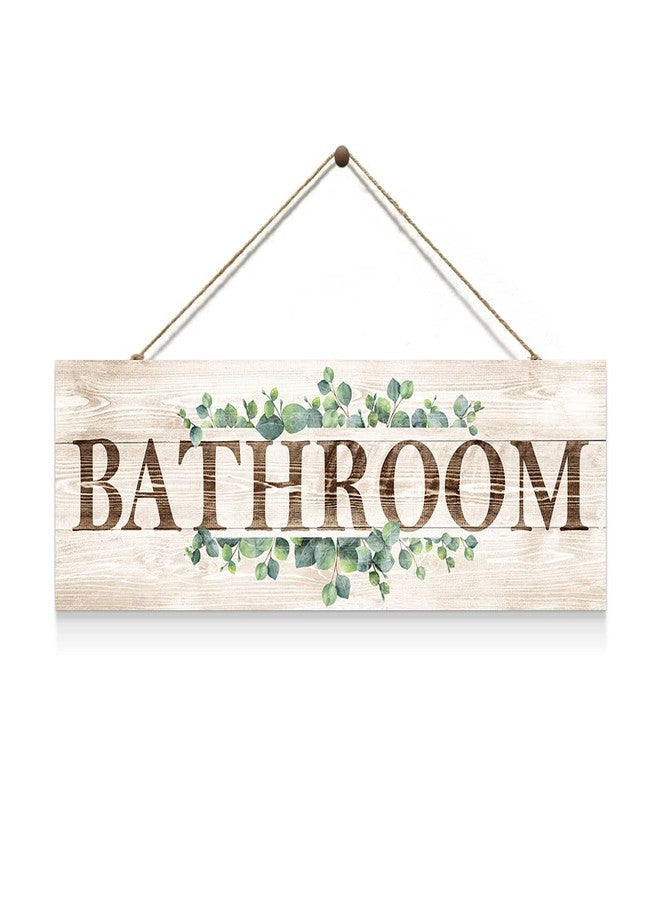 VGICH Bathroom Sign Wall Decor, Bathroom Wall Art, Rustic Farmhouse Wall Hanging Plaque Home Decorative Bathroom, 4.7 x 13.7 inches - Image 1